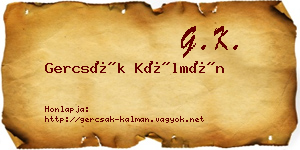 Gercsák Kálmán névjegykártya